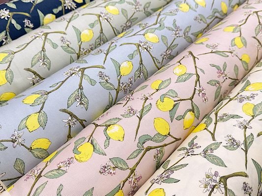 コットンこばやし 枝付き檸檬のツイルプリント