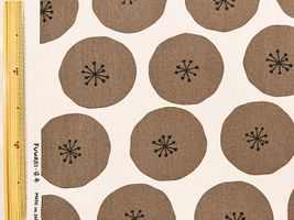 ナチュラルオックスプリント「まあるいわたげ」ブラウン×生成地