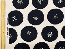 ナチュラルオックスプリント「まあるいわたげ」ブラック×生成地