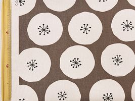 ナチュラルオックスプリント「まあるいわたげ」キナリ×ブラウン地