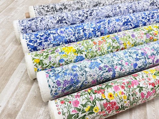 高密度80ローンフラワープリント「水彩ガーデン」