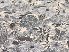 高密度80ローンフラワープリント「パステルブルーム」グレー系
