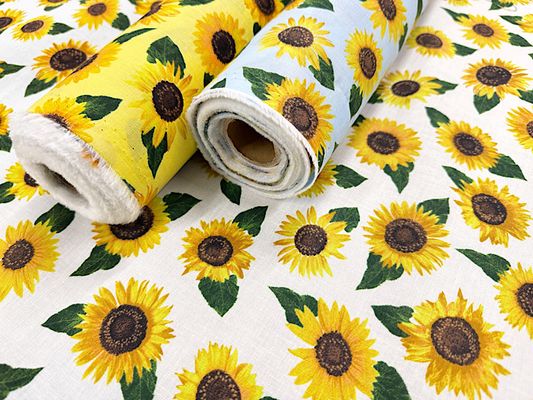 綿麻キャンブリックプリント「満開のひまわり」