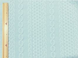 アラン風ロービングジャカードニットくすみブルー