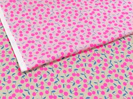 ネオンチェリーのシーチングプリント_拡大イメージ