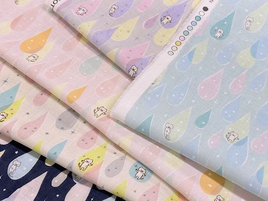 コットンこばやし きらきら雫猫のダブルガーゼプリント