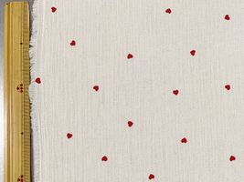 【現品限り特価】高島ちぢみダブルガーゼプリント「ミニハート」レッド