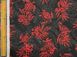 T/Cハワイアンプリント「タートル&トロピカルリーフ」_拡大イメージ