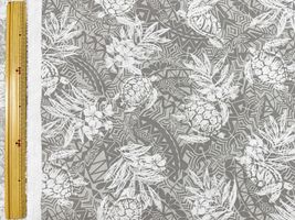 T/Cハワイアンプリント「タートル&トロピカルリーフ」グレー系