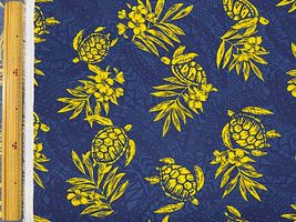 T/Cハワイアンプリント「タートル&トロピカルリーフ」ネイビー系