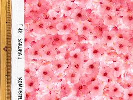 満開の桜のシーチングプリントピンク系