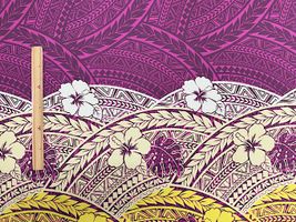 T/Cハワイアンプリント「ハイビスカスパターン」ピンク×イエロー