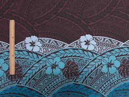 T/Cハワイアンプリント「ハイビスカスパターン」ブラウン×ライトブルー