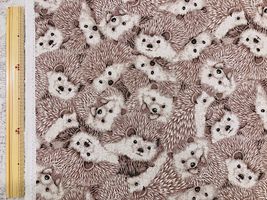 【現品限り特価】ぎゅうぎゅう綿麻キャンバスプリント「はりねずみ」ピンクベージュ