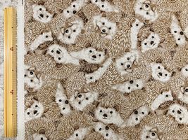 【現品限り特価】ぎゅうぎゅう綿麻キャンバスプリント「はりねずみ」ベージュ