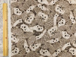 【現品限り特価】ぎゅうぎゅう綿麻キャンバスプリント「はりねずみ」グレージュ