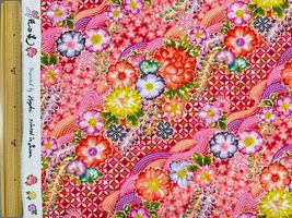 『Hoyoka』辻が花文様調インクジェットシーチングプリントレッド系