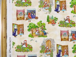 『Hoyoka』赤ずきんにゃんのシーチングプリントベージュアイボリー