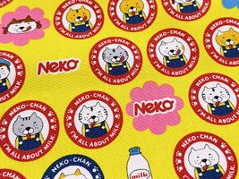 コットンこばやし ペロNEKOちゃんのコットンキャンバスプリントイエロー