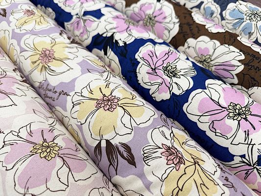 ナチュラルオックスプリント「水彩のお花」