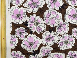 ナチュラルオックスプリント「水彩のお花」ブラウン