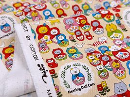 コットンこばやし コットンキャンバスプリント「ネコリョーシカ」_拡大イメージ