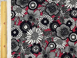 北欧調綿麻キャンバスプリント「Nordic flower」レッド