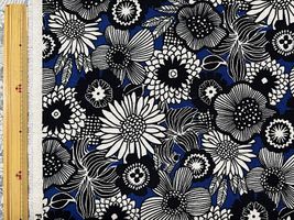 北欧調綿麻キャンバスプリント「Nordic flower」ネイビー