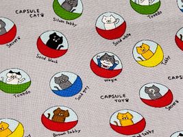 コットンこばやし ガチャ猫のコットンキャンバスプリントグレー