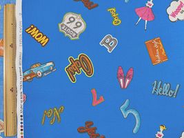 シャーティングプリント小関鈴子コレクション「レトロアメリカン」ブルー