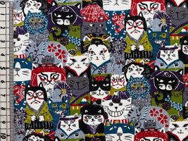 スケアープリント にゃんこだ和「かぶきだにゃー」ブルー系