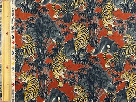 ヴィンテージシーチングプリントCreate Your Style「虎」エンジ