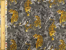 ヴィンテージシーチングプリントCreate Your Style「虎」グレー