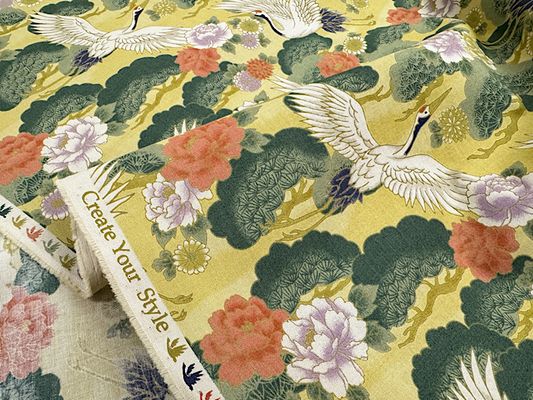 【現品限り特価】ヴィンテージシーチングプリントCreate Your Style「鶴」