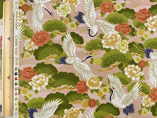 【現品限り特価】ヴィンテージシーチングプリントCreate Your Style「鶴」