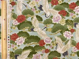 【現品限り特価】ヴィンテージシーチングプリントCreate Your Style「鶴」ライトブルー