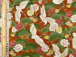 【現品限り特価】ヴィンテージシーチングプリントCreate Your Style「鶴」レッド