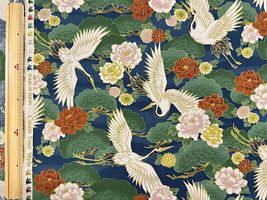 【現品限り特価】ヴィンテージシーチングプリントCreate Your Style「鶴」オールドネイビー