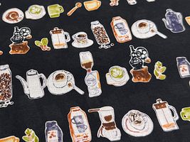 my piece of fabric 珈琲の60ローンプリントブラック