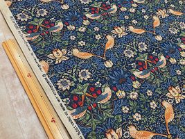 オックスプリント BEST OF MORRIS「いちご泥棒」マルチブルー