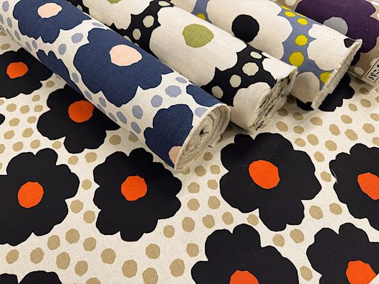 コットンこばやし綿麻キャンバスプリント「エッグフラワー」