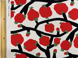 コットンこばやし綿麻キャンバスプリント「ざくろ」レッド