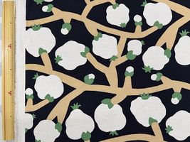 コットンこばやし綿麻キャンバスプリント「ざくろ」ブラック