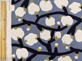 コットンこばやし綿麻キャンバスプリント「ざくろ」スモークブルー