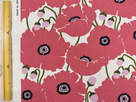 コットンこばやし綿麻キャンバスプリント「ポピー」サーモンピンク