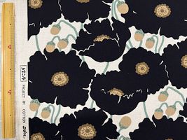 コットンこばやし綿麻キャンバスプリント「ポピー」ブラック