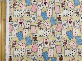 【現品限り特価】my piece of fabric トランプの60ローンプリントクリームイエロー