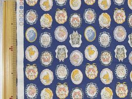 【現品限り特価】60ローンプリント「額縁と猫」ネイビー
