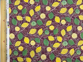 【現品限り特価】甘酸っぱいレモン60ローンプリントワインレッド