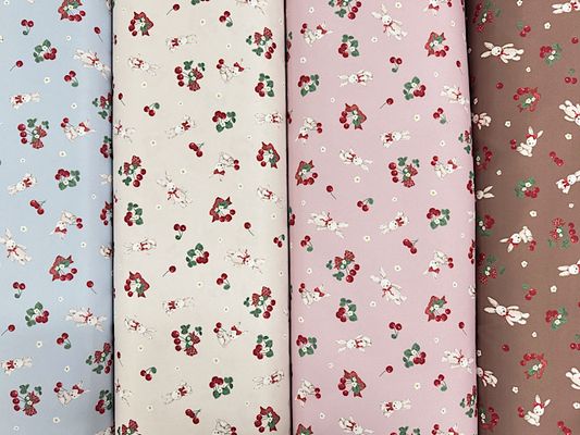 青木美沙子×クラシカルモダン 広幅ポリエステルプリント「ラビットチェリー」